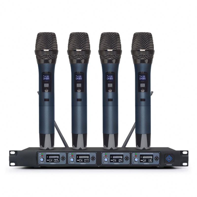 Hệ thống micro không dây cầm tay UHF 4 kênh không dây Mic chuyên nghiệp để hát karaoke